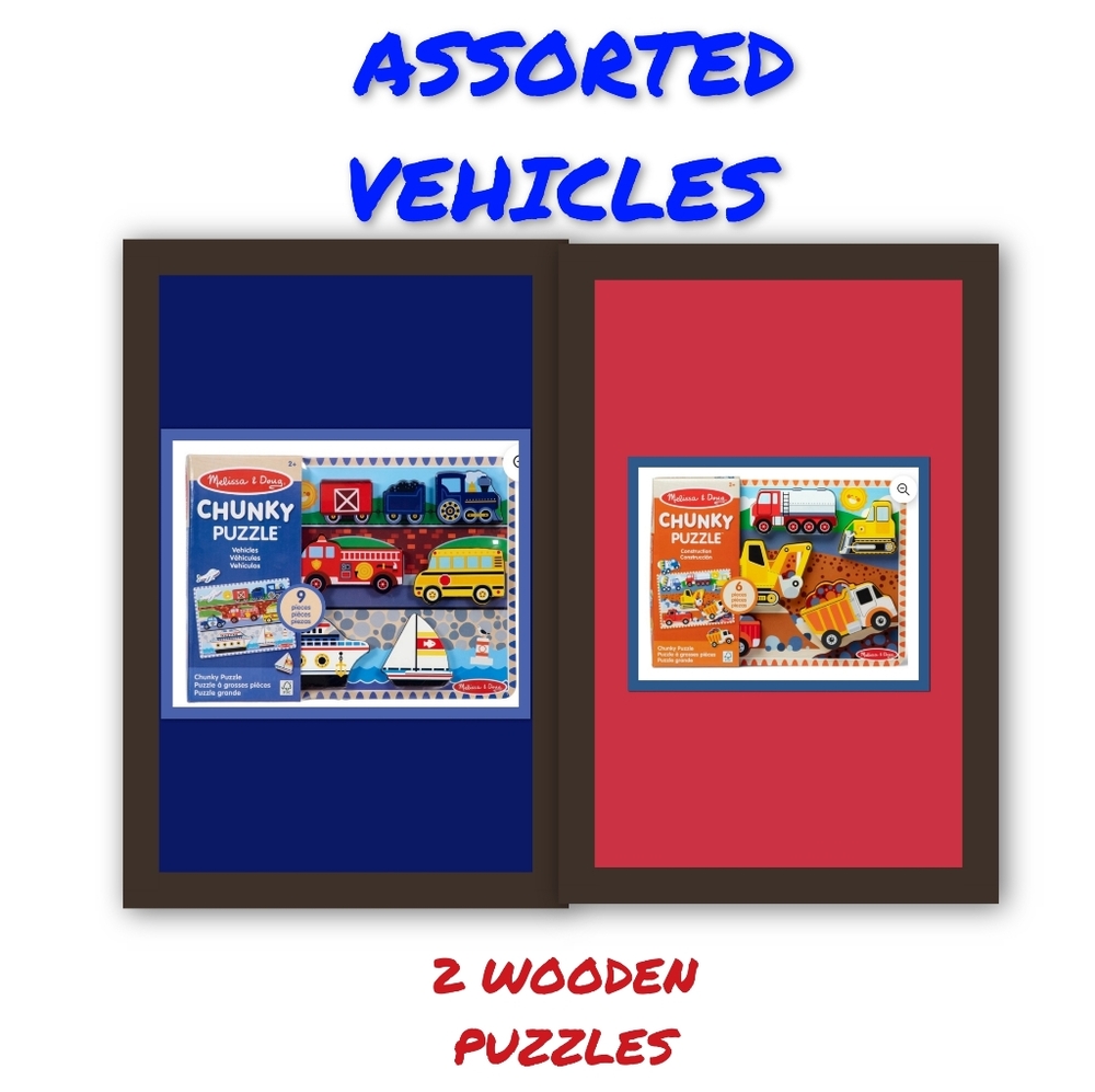 2 WOODEN VEHICLES PUZZLES